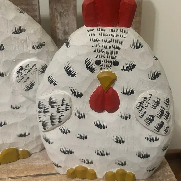 Vintage James Haddon Folk Art Rooster Chicken Set of 2 - Picture 3 of 5